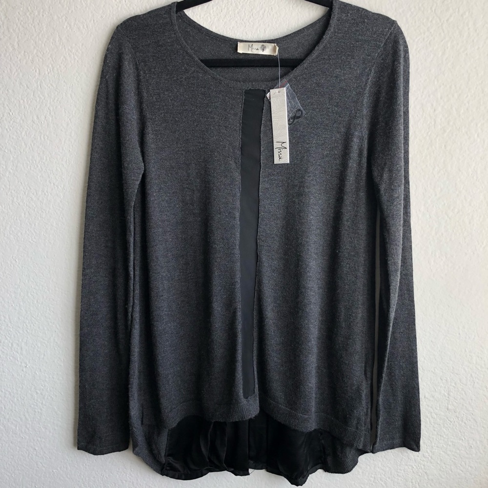 NEW Missa Silk Cashmere Grey Pleated Sweater XS